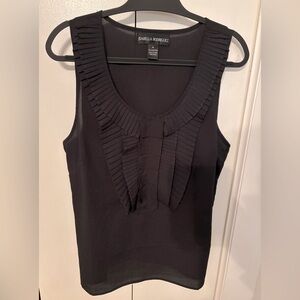 Isabella Rodriguez Black Ruffled Bib Collar Top